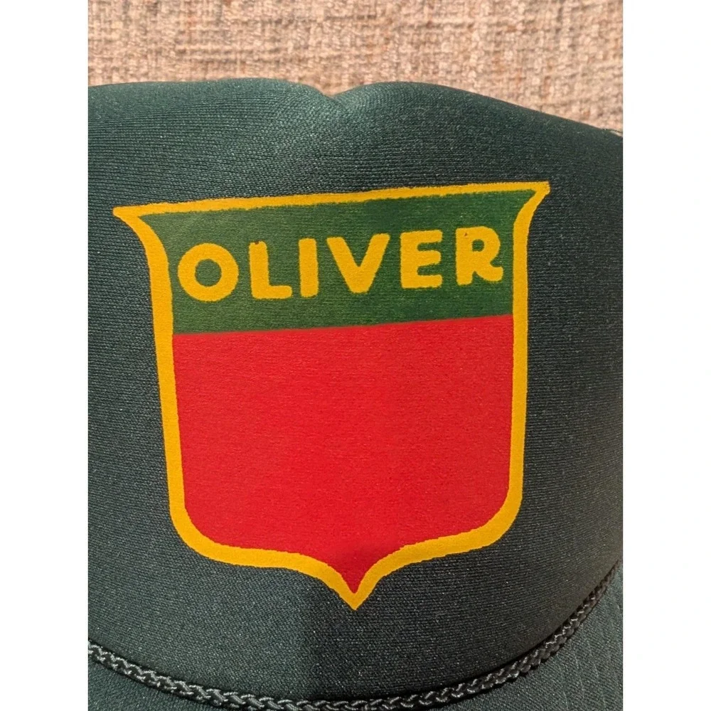 NOS Vintage Oliver Tractor Mesh Snapback Trucker Hat Green Nissun Farm Cap